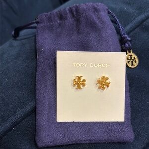 Tory Burch Gold Logo Stud Earrings